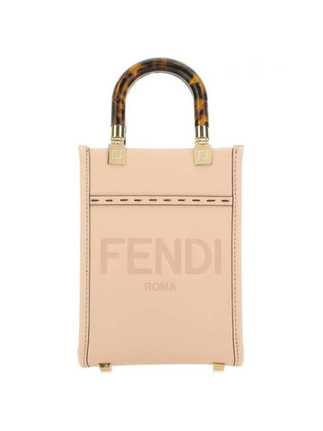 Sunshine Shopper Small Leather Tote Bag Pink - FENDI - BALAAN 1