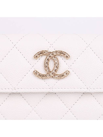 Caviar new logo white flap half wallet - CHANEL - BALAAN 2