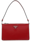 triangle logo brushed leather mini bag red - PRADA - BALAAN.