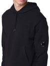 Diagonal Raised Fleece Hoodie Black - CP COMPANY - BALAAN 5