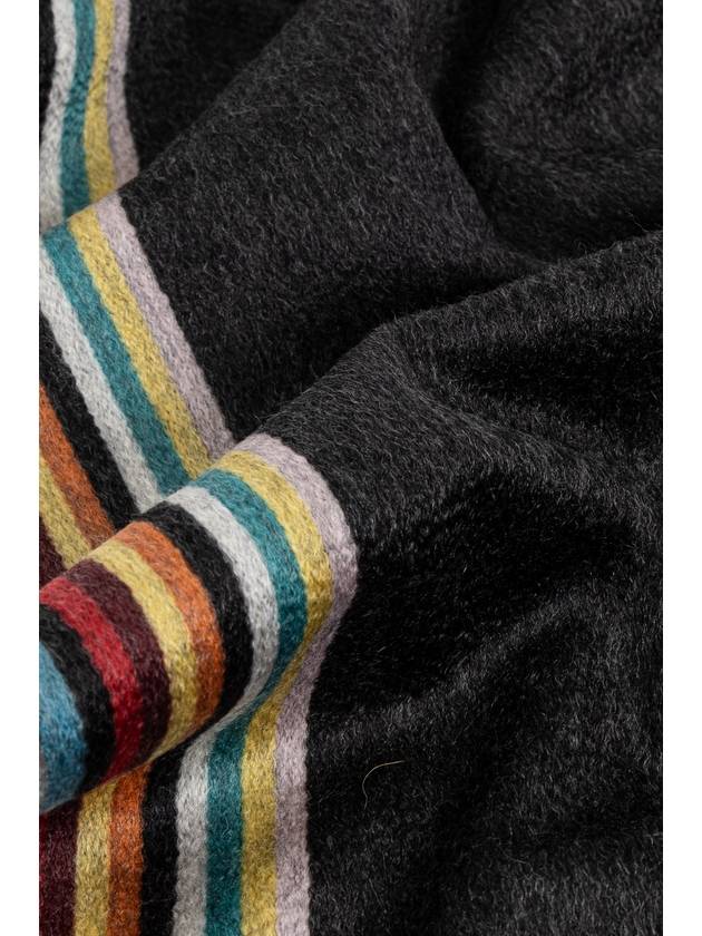 Cashmere Signature Stripe Edge Scarf Black - PAUL SMITH - BALAAN 4