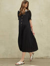 Sailor Collar Pleated Midi Dress Navy - MITTE - BALAAN 8