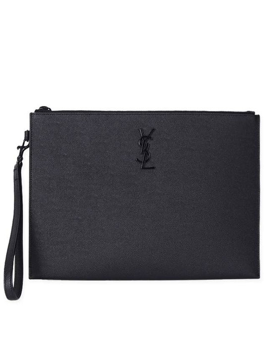 Monogram Strap Tablet Clutch Bag Black Black - SAINT LAURENT - BALAAN 2