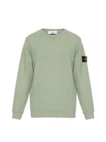 Brushed Cotton Fleece Garment Dyed Crewneck Sweatshirt Sage Green - STONE ISLAND - BALAAN 2