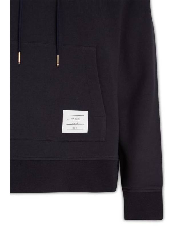 Loopback Broderie Anglaise Relaxed Cotton Hoodie Navy - THOM BROWNE - BALAAN 4