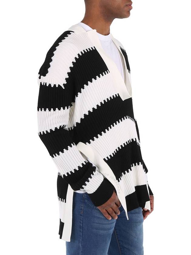 Burberry Men's Black Side-slit Striped Rib Knit Wool Sweater, Size X-Small - BURBERRY - BALAAN 2