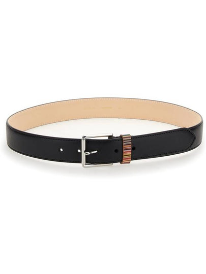 Signature Striped Leather Belt Black - PAUL SMITH - BALAAN 2