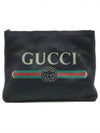 Women s Gucci 500981 Black Leather WEB Logo Print Portfolio Medium Clutch gt Pouch Gangbuk used luxury goods - GUCCI - BALAAN 1