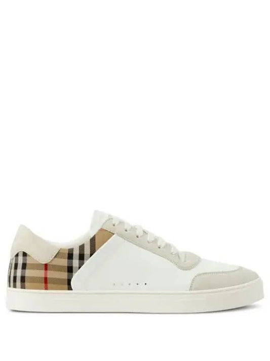 Check Leather Suede Sneakers Natural White Archive Beige - BURBERRY - BALAAN 2