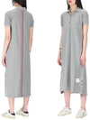 Women's Center Back Polo Cotton Long Dress Grey - THOM BROWNE - BALAAN 2