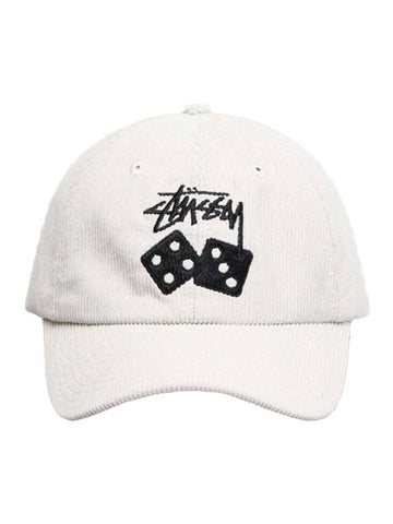 Two Dice Corduroy Low Pro Ball Cap White Sand - STUSSY - BALAAN 1