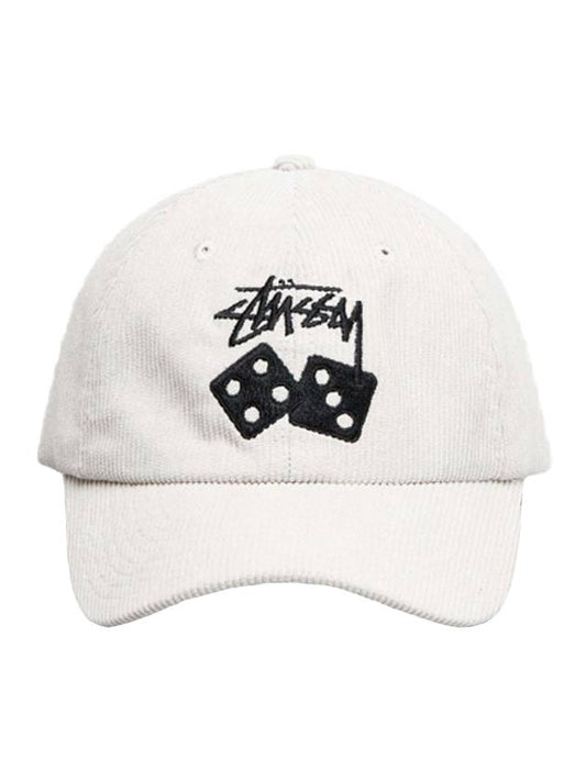 Two Dice Corduroy Low Pro Ball Cap White Sand - STUSSY - BALAAN 1