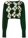 Argyle Fine Knit Cropped Knit Top Green - BURBERRY - BALAAN 2