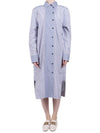 Women's Shirt Cotton Midi Dress Grey Blue - GANNI - BALAAN.