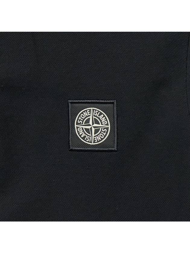 Stretch Cotton Pique Short Sleeve Polo Shirt Black - STONE ISLAND - BALAAN 4