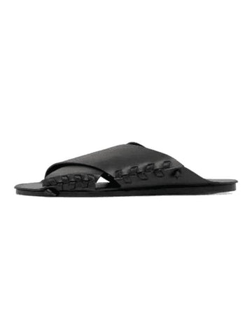 Leather Slide Sandals Black - JIL SANDER - BALAAN 1