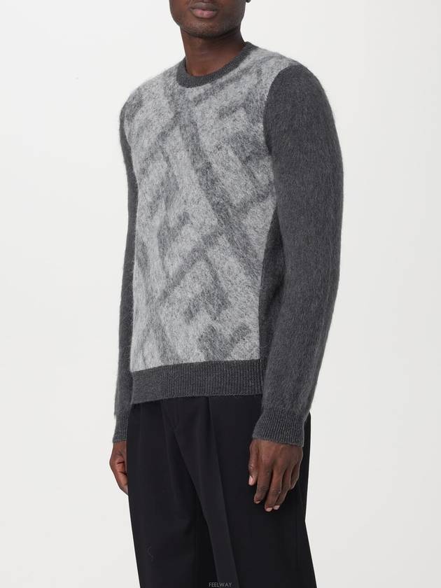 Crew Neck Alpaca Pullover Knit Top Grey - FENDI - BALAAN 4