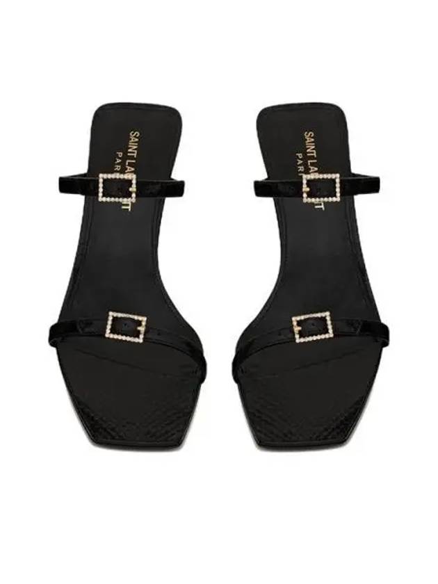 Nuit Lacquered Sandal Heels Black - SAINT LAURENT - BALAAN 2