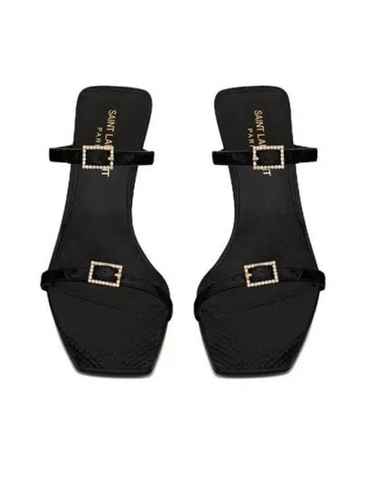 Nuit Lacquered Sandal Heels Black - SAINT LAURENT - BALAAN 2