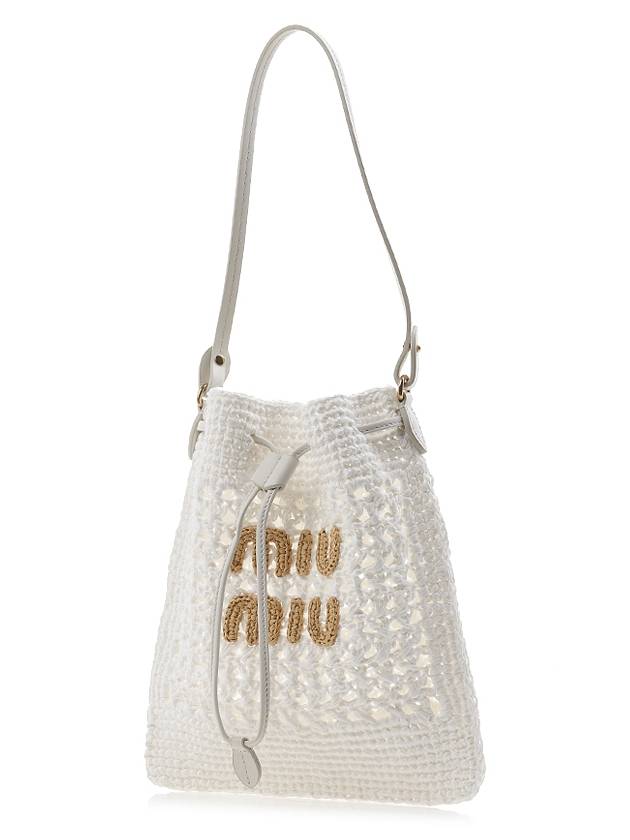 Woven Fabric Mini Bucket Bag White - MIU MIU - BALAAN 3