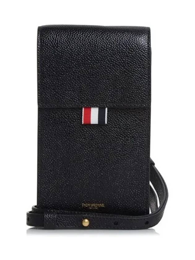 Three Stripes Strap Leather Phone Case Black - THOM BROWNE - BALAAN 5