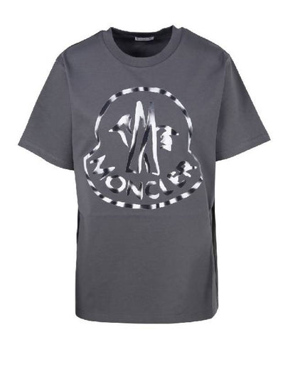 Logo Print Cotton Jersey Short Sleeve T-Shirt Dark Grey - MONCLER - BALAAN 2