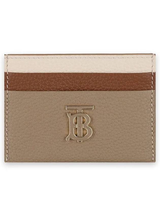 TB Tritone Grainy Leather Card Wallet Beige - BURBERRY - BALAAN 3