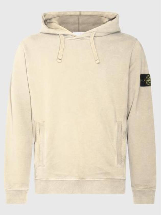 Wappen Patch Brushed Cotton Fleece Hoodie Plaster - STONE ISLAND - BALAAN 2