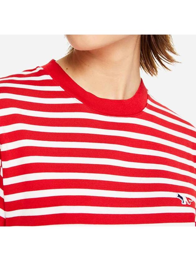 Fox Logo Stripe Long Sleeve T-Shirt Red - MAISON KITSUNE - BALAAN 5