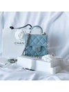 Gold CC Logo Top Handle Lambskin Chain Mini Bag Light Blue - CHANEL - BALAAN.