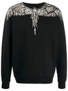 Wing Print Round Neck Sweatshirt Black - MARCELO BURLON - BALAAN 2