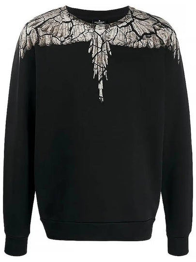 Wing Print Round Neck Sweatshirt Black - MARCELO BURLON - BALAAN 2