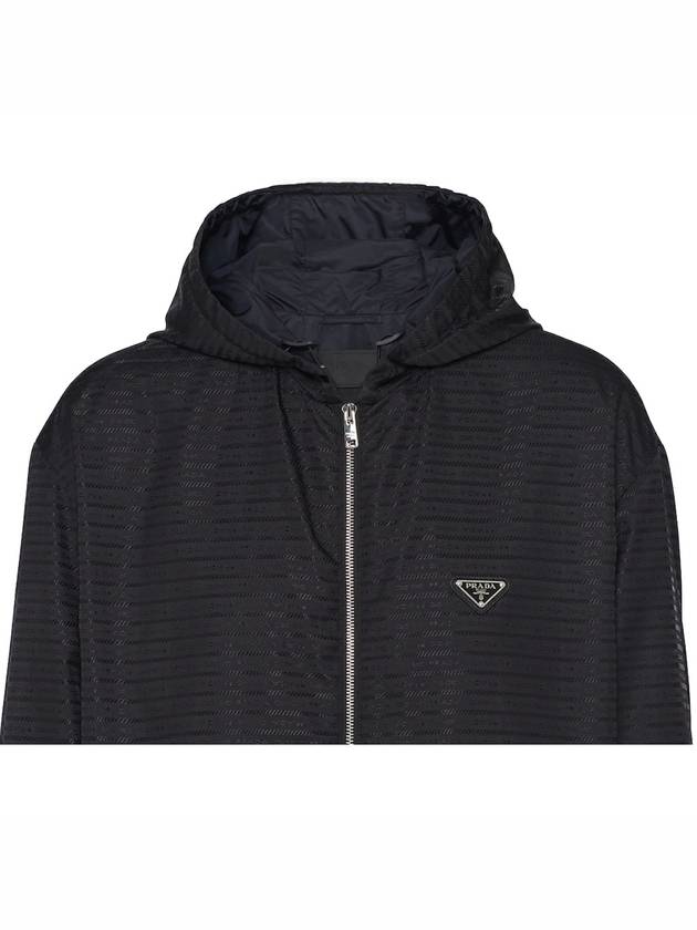 triangle logo nylon hooded jacket black - PRADA - BALAAN.
