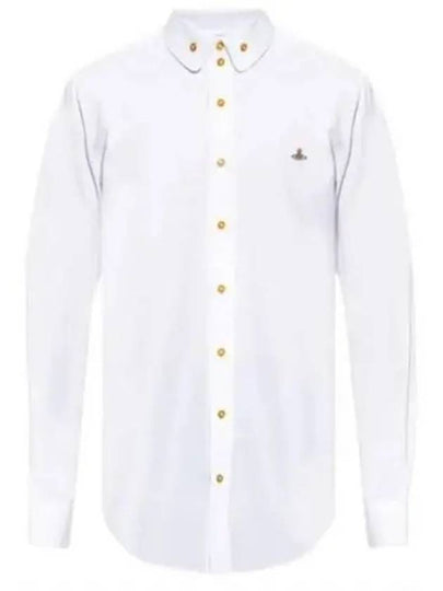 Men's Embroidered ORB Logo Long Sleeve Shirt White - VIVIENNE WESTWOOD - BALAAN 2