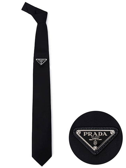 Men's Triangle Logo Re-Nylon Gabardine Tie Black - PRADA - BALAAN 2