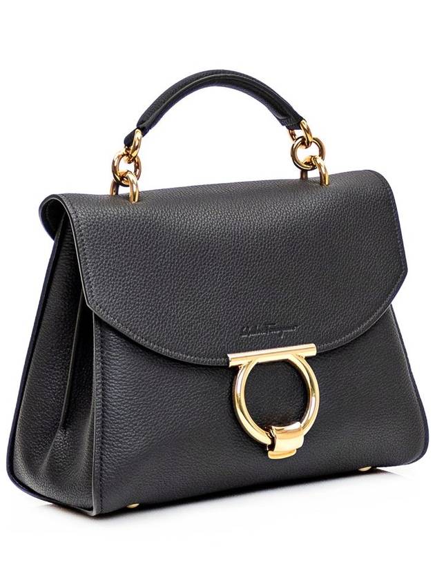 Gancini Small Tote Bag Black - SALVATORE FERRAGAMO - BALAAN 4