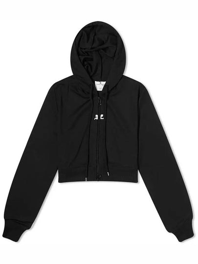 Crop Interlock Zip Up Hoodie Black - COURREGES - BALAAN 2