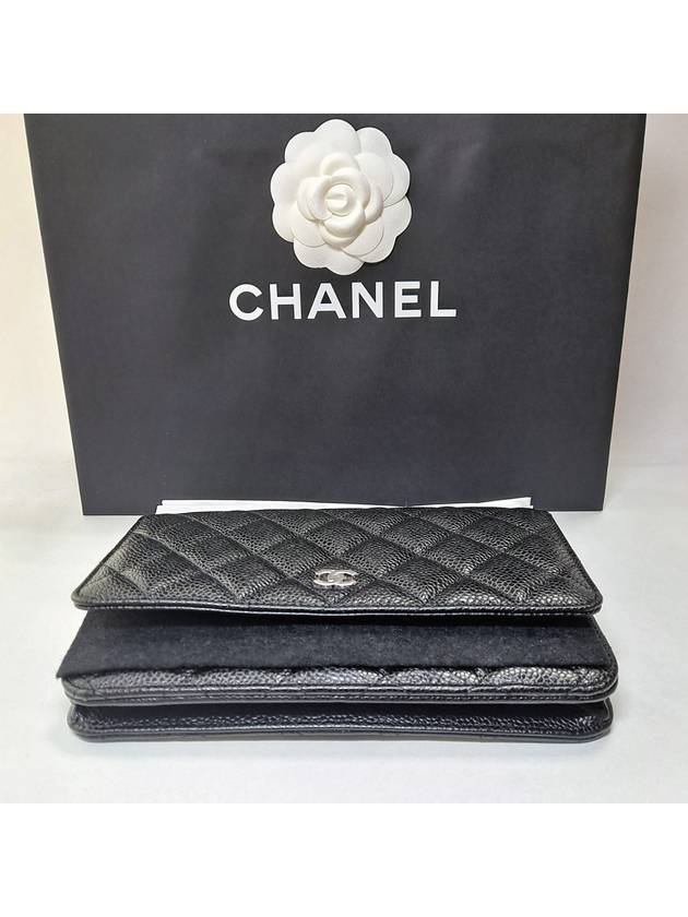 Classic Crossbag On Chain Grained Calfskin & Silver Black - CHANEL - BALAAN 5