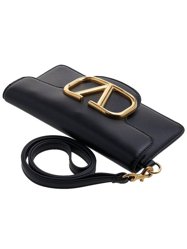 V Logo Neck Strap Phone Cross Bag Black - VALENTINO - BALAAN 5