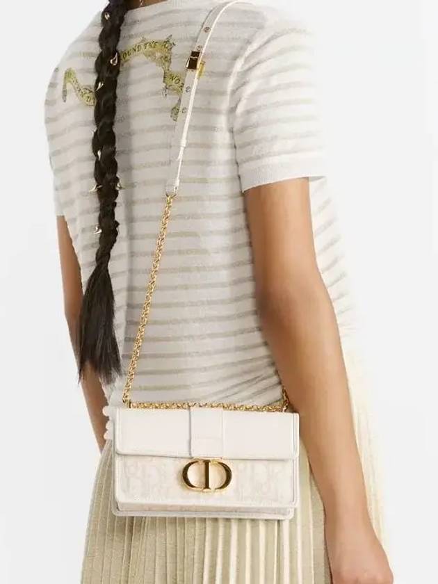 30 Montaigne East West Oblique Jacquard Chain Shoulder Bag Latte - DIOR - BALAAN 8