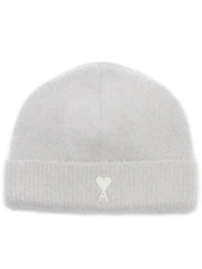 Cloudy Wool Alpaca Hair Knit Beanie Pearl Grey - AMI - BALAAN 2