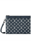 Men's Pochette To Go Monogram Shadow Leather Pouch Bag Ink Blue - LOUIS VUITTON - BALAAN 6