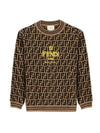 Kids FF Pullover Knit Top Brown - FENDI - BALAAN 1