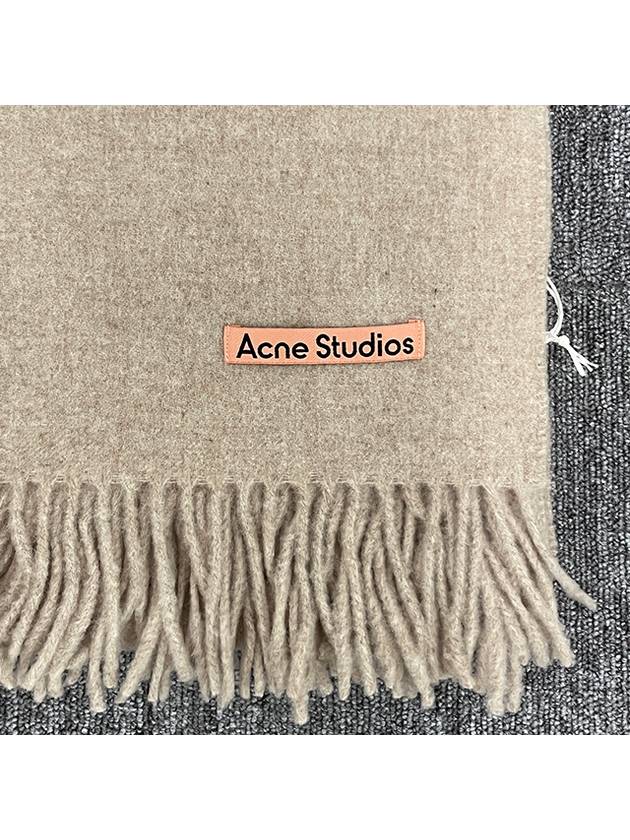 Logo Wool Fringe Scarf Oatmeal Melange - ACNE STUDIOS - BALAAN 4