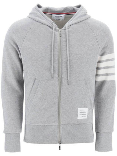 Engineered 4 Bar Diagonal Zip Up Hoodie Light Grey - THOM BROWNE - BALAAN 2