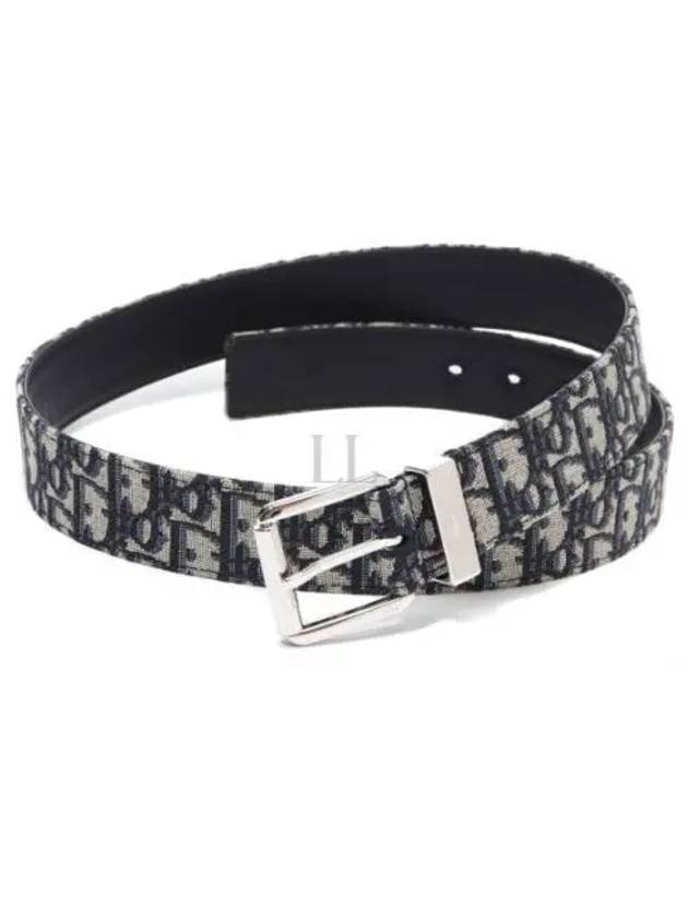 Logo Jacquard Leather Belt Black Beige - DIOR - BALAAN 2