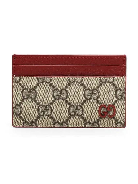 GG Supreme Canvas Card Wallet Beige Red - GUCCI - BALAAN 2