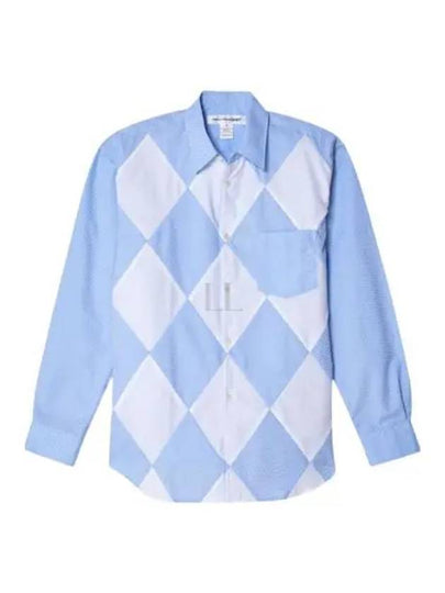 Argylle Long Sleeve Shirt Blue - COMME DES GARCONS - BALAAN 2