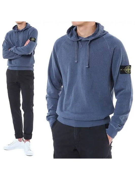 Men's Waffen Patch OLD Treatment Cotton Hoodie Blue - STONE ISLAND - BALAAN 2