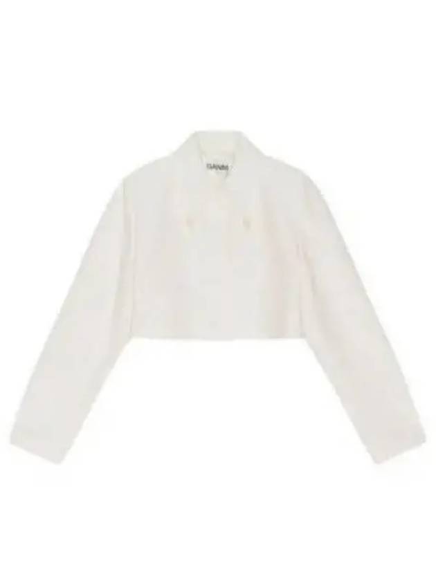 Slub Crop Jacket White - GANNI - BALAAN 2